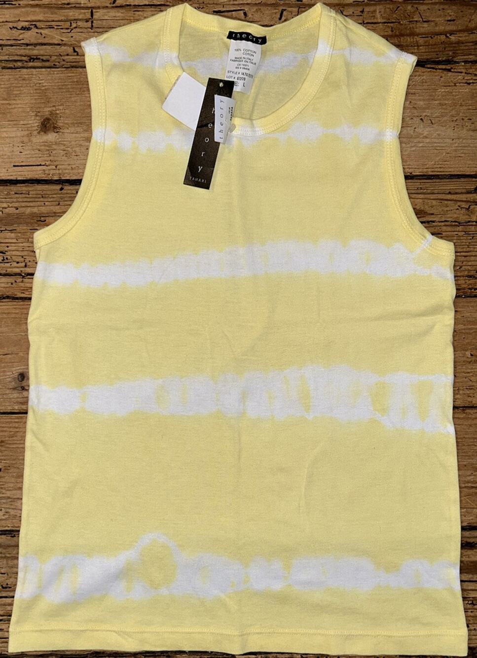 Theory Women Sz L Yellow Tye Dye Tank